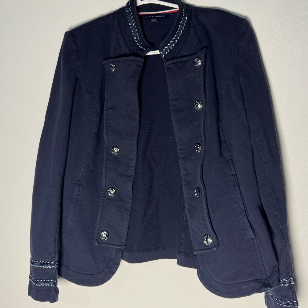 Tommy Hilfiger Navy blue Braided-Trim Blazer Women’s medium nautical summer